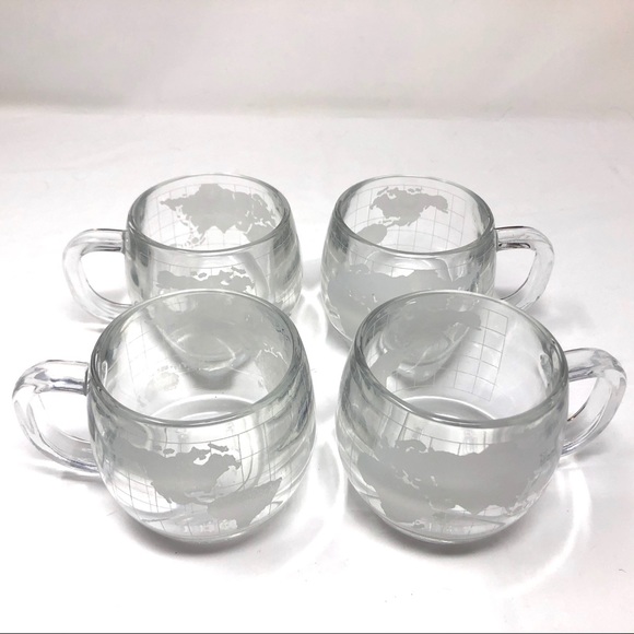 Circa 1970s THE NESTLE CO. 4 glass globe mugs - Picture 2 of 7